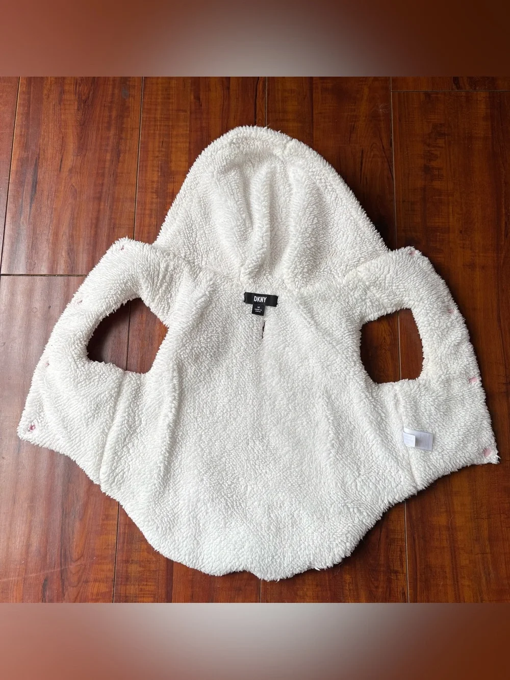 DKNY Pink Polka‑Dot Hoodie Pet Vest – Size M